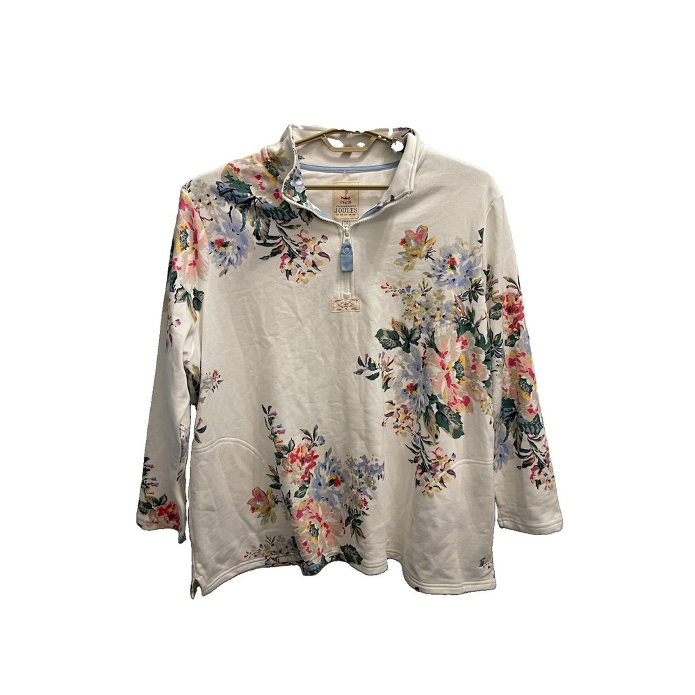 Joules Floral Quarter Zip Pullover Sweatshirt Women's US 22 UK 26 Coastal - Picture 9 of 10